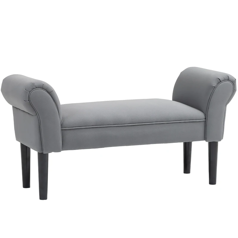 HOMCOM Zitbank, Bedbank, Stevig Ontwerp, Zachte Bekleding, 102x36x51 cm, Grijs