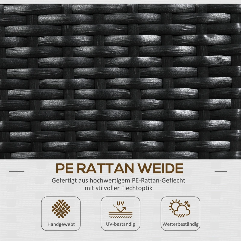 Outsunny Blumenkasten mit Spalier, wetterfest, Polyrattan, 103 x 29 x 103 cm, Schwarz