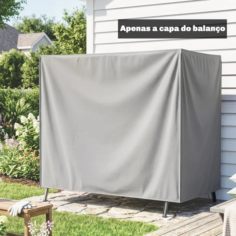 Outsunny Capa para Móveis de Jardim Capa Protetora para Baloiços de Exterior com Fecho de Correr 177x114x152 cm Cinzento
