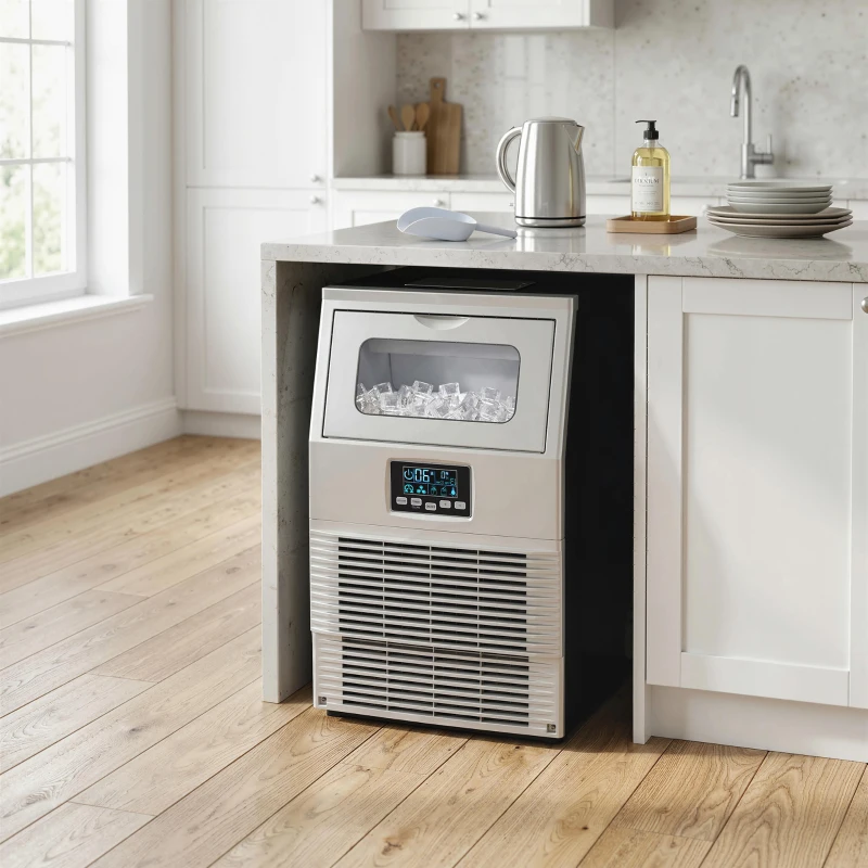 HOMCOM Commercial Ice Maker with 4kg Ice Storage - Silver Tone