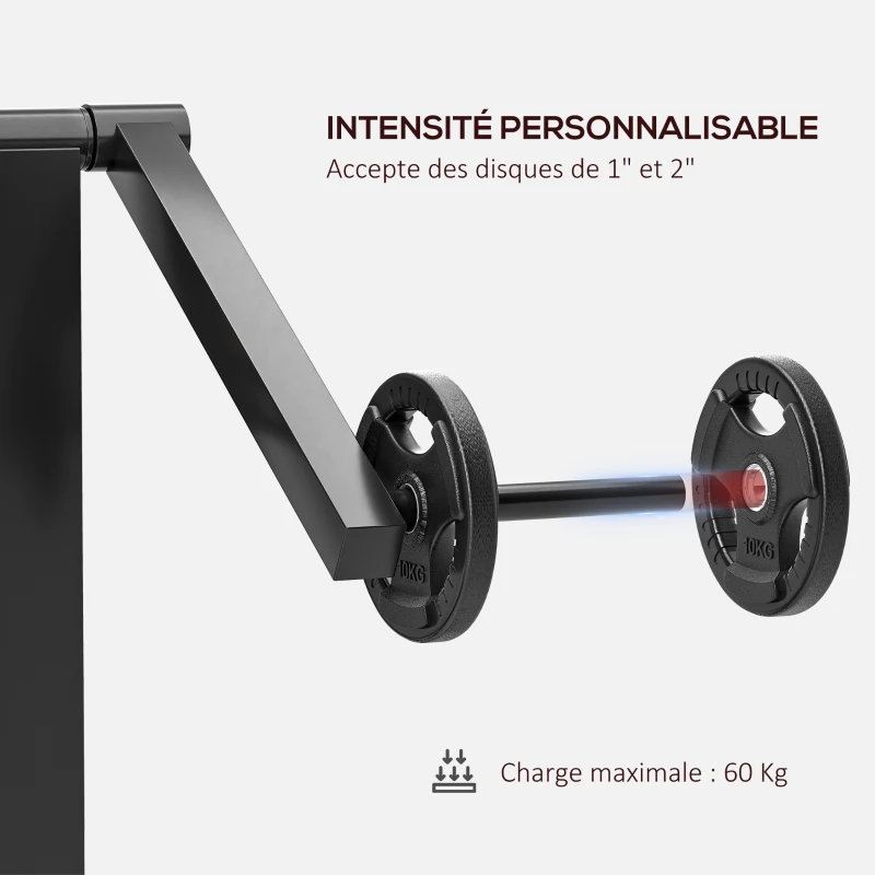 SPORTNOW Banc de musculation pour biceps, machine à biceps/triceps 2-en-1 hauteur de l'assise réglable 5 niveaux 105x95x80cm noir
