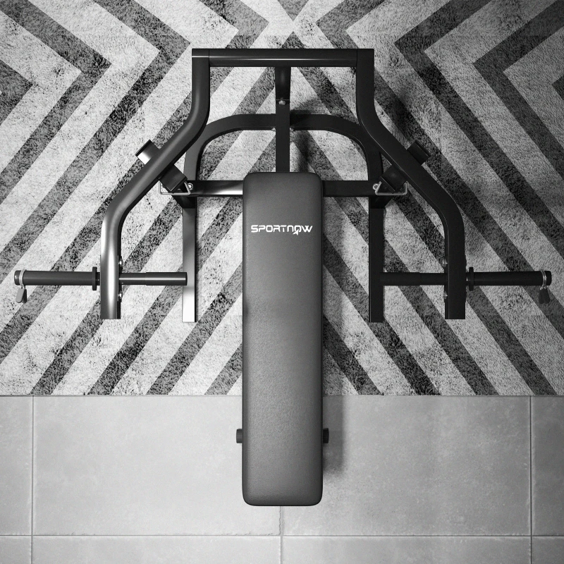 SPORTNOW Macchina Pettorali ad Altezza Regolabile in Acciaio, 150x150x60-85 cm, Nero