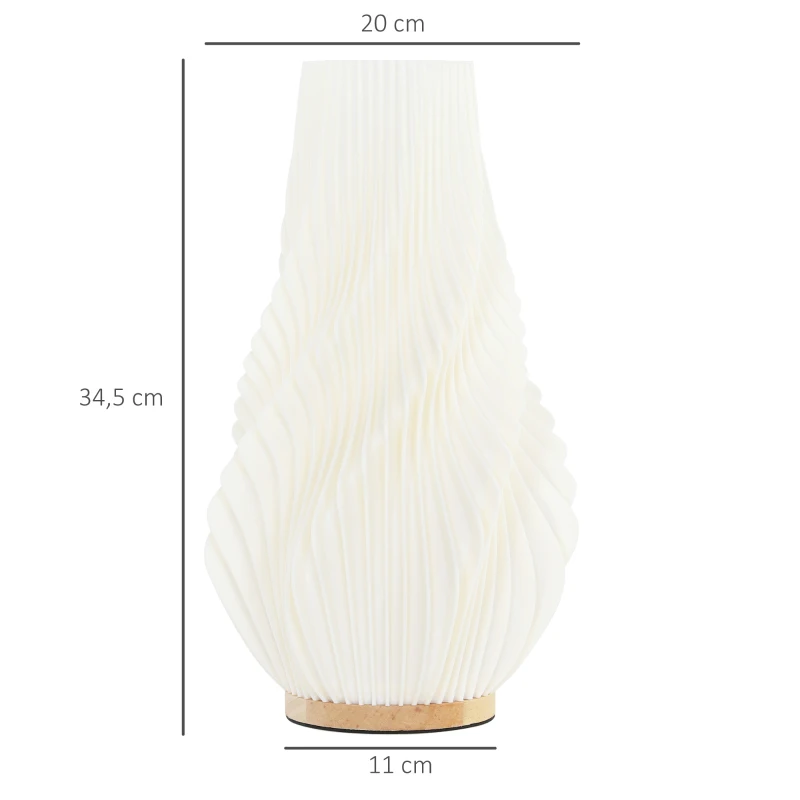 HOMCOM Smart Tischlampe mit App-Steuerung, Alexa-kompatibel, Kunststoff, Holz, Weiß