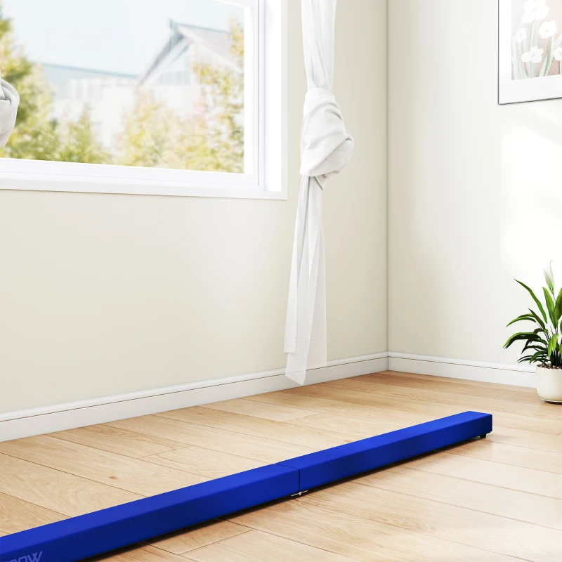SPORTNOW Poutre gymnastique pliable 210 cm en velours, poutre d'équilibre avec fond antidérapant, pour adolescents et adultes, bleu