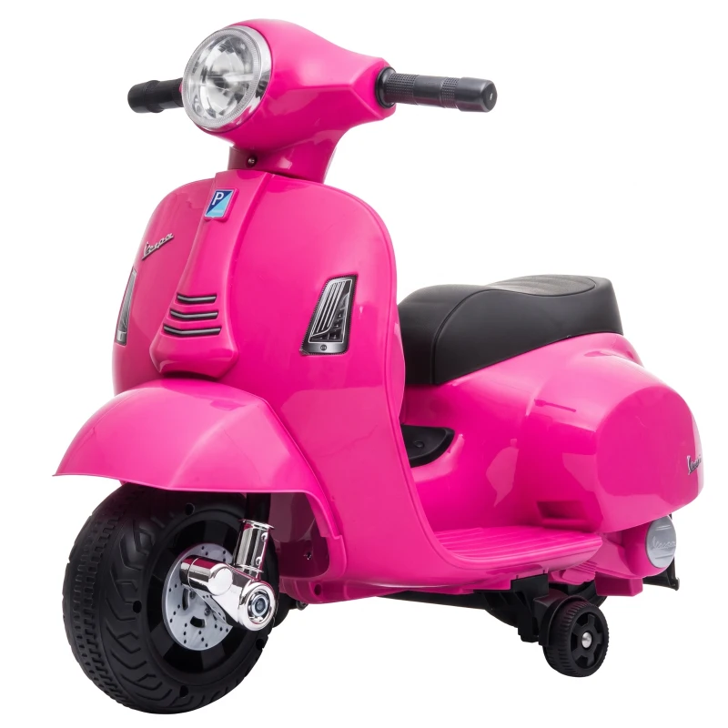 HOMCOM Vespa Licensed 6V Kids Electric Motorbike Ride On Motorcycle  Battery Powered for 18-36 Months with Horn, Pink