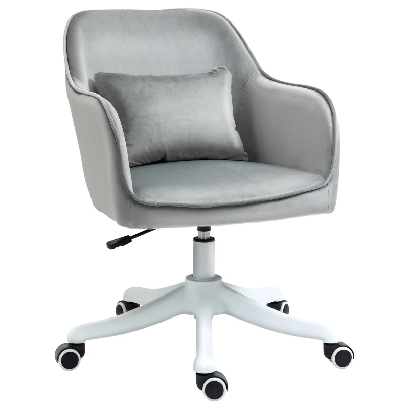 Vinsetto massage bureaustoel kantoorstoel computerstoel draaistoel werkstoel met trilfunctie armsteunen in hoogte verstelbaar fluweel grijs 55 x 65 x 79-89 cm