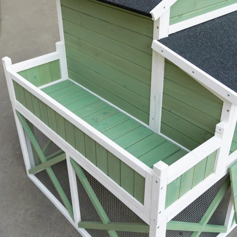 PawHut Galinheiro de Madeira Exterior Gaiola para 2 Galinhas com Grade de Arame Floreira para Cultivo Ninho Teto Asfáltico Bandeja Removível e Rampa 110x109x124cm Verde