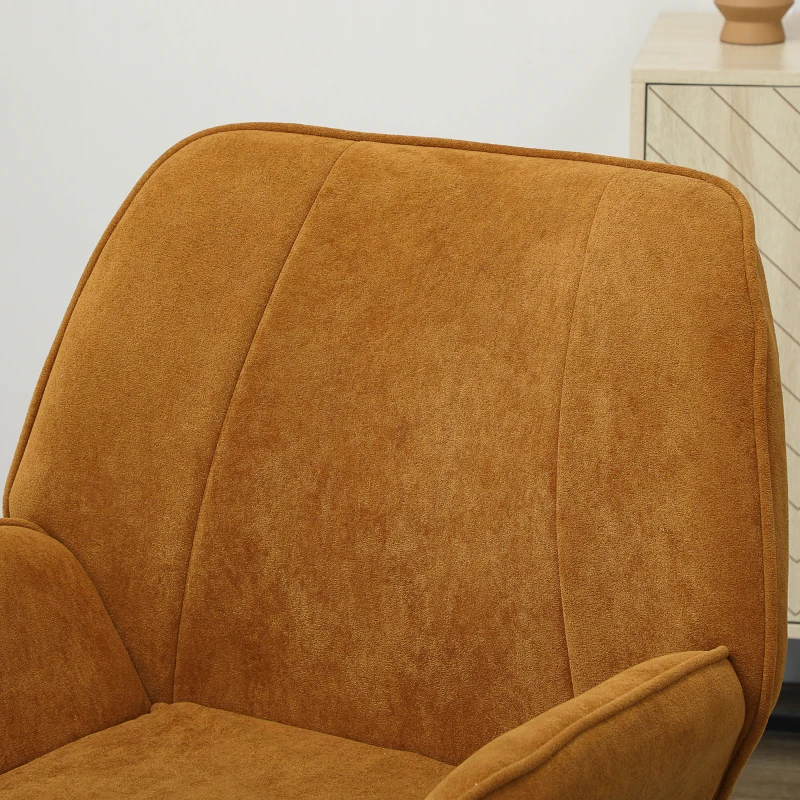 HOMCOM Poltrona Sala de Estar Moderna Poltrona de Leitura com Assento Largo e Acolchoado Estofada em Veludo Pés de Metal 70x67,5x87 cm Marrom