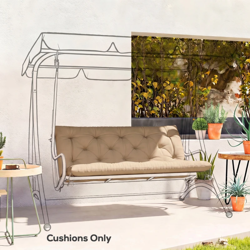 Outsunny Garden Bench Cushion, 2 Seater Swing Chair Cushion, Seat Pad with Ties for Indoor and Outdoor Use, 110 x 120 cm