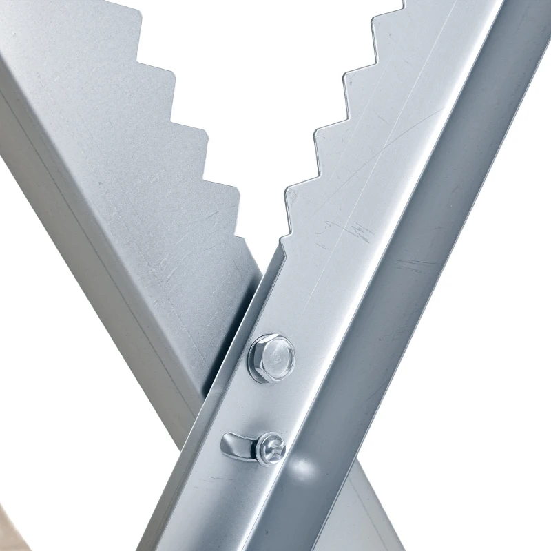 DURHAND Cavalletto Taglialegna Pieghevole e Triangolare in Metallocon Denti Seghettati, 83x83x79 cm, Argento