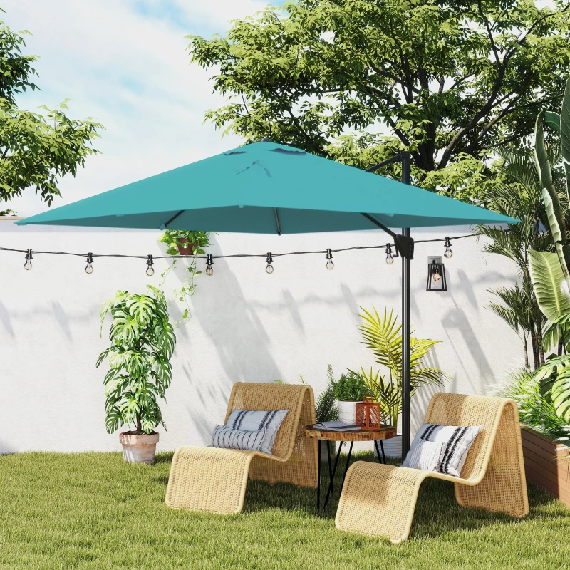 Outsunny Patio Offset Parasol Umbrella - Blue