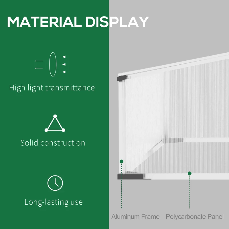 Outsunny Aluminium Cold Frame Greenhouse, Polycarbonate Grow House with Independent Opening Tops for Flower, Vegetable, Plants, 120 x 100 x 41cm, Silver