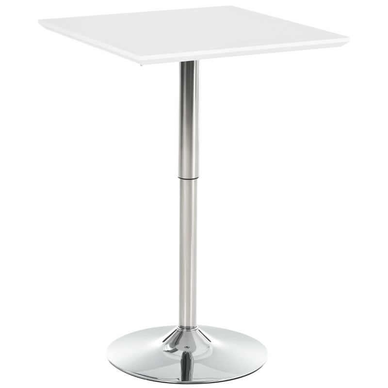 HOMCOM bistrotafel pub bartafel in hoogte verstelbare vierkante statafel tafel staal wit 60 x 60 x 71-92 cm | Aosom.de