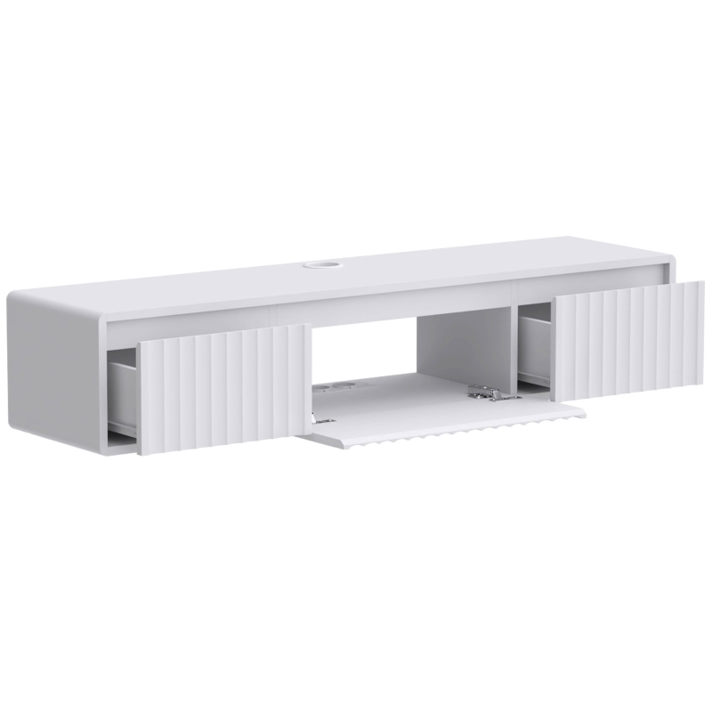 HOMCOM Móvel TV Suspenso Flutuante 120 cm com Iluminação LED e Tomadas Móvel para TV 165,1 cm Branco
