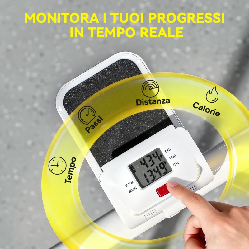 SPORTNOW Stepper Vertical Climber Pieghevole con Impugnatura Regolabile, Pedali Antiscivolo e Monitor LCD, Bianco
