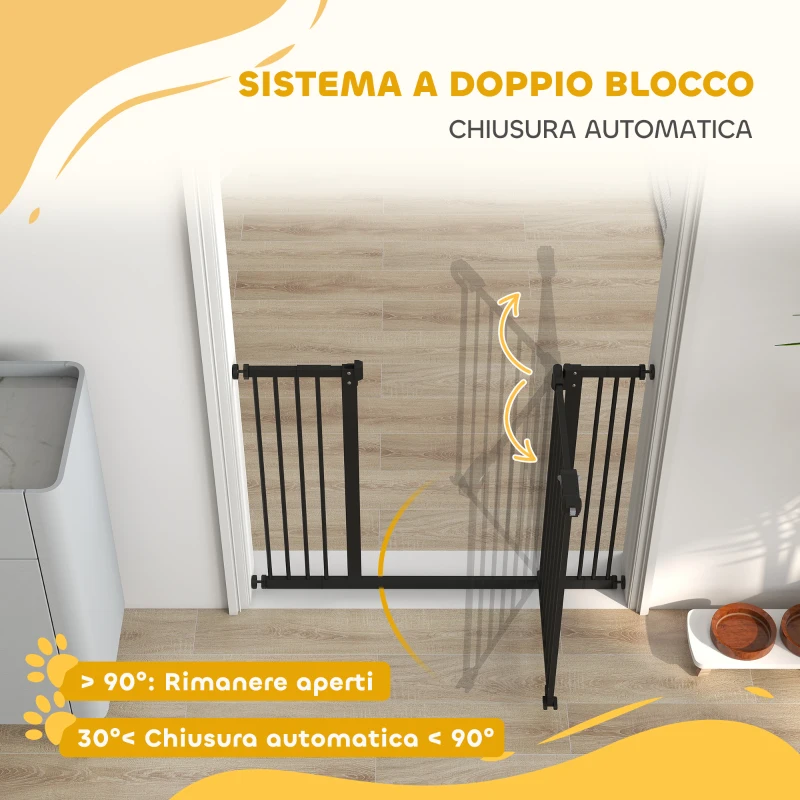PawHut Cancellino per Cani a 2 Estensioni con Larghezza Regolabile fino a 100 cm e Chiusura Automatica, Nero