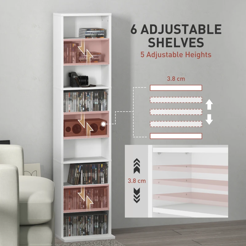 HOMCOM 260 Narrow CD Storage Unit - White