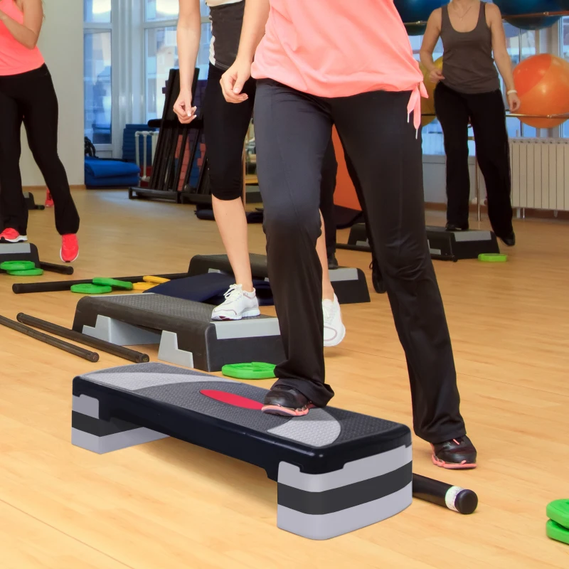 HOMCOM Step fitness aerobic stepper hauteur reglable surface antiderapante 78x29x20 cm