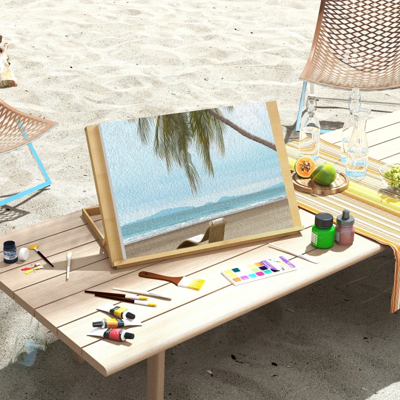 Vinsetto Cavalete de Mesa Dobrável em Madeira com Ângulo Ajustável 75,8x51 cm Formato A2 para Pintura e Esboços, Madeira Natural