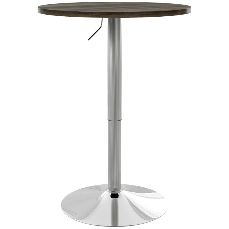 HOMCOM Mesa Alta Cozinha Mesa Alta Bar Redonda para 2 Pessoas Altura Ajustável Tampo Giratório 360° 60x60x91 cm Nogueira
