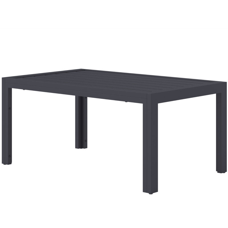 Outsunny Beistelltisch Balkontisch aus Stahl Rechteckig Kaffeetisch wetterfest Gartentisch 101,5x61x46 cm Grau