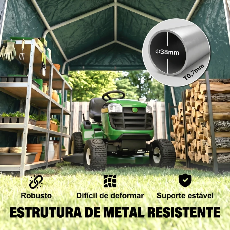 Outsunny Abrigo de Exterior para Ferramentas Bicicleta 2,4x2x2,02 m Abrigo de Armazenamento com 2 Portas  Anti-UV para Jardim Verde