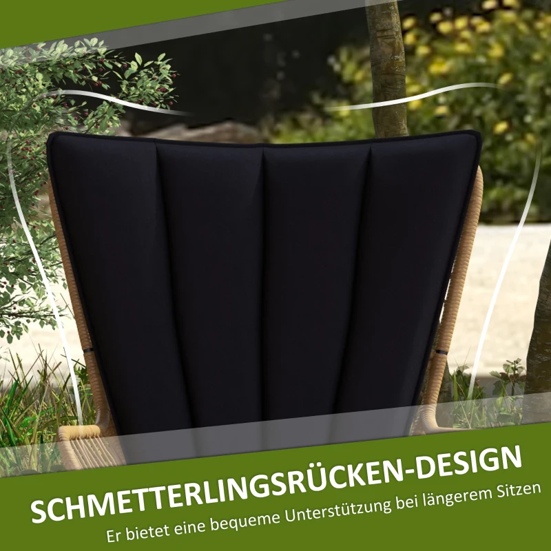 Outsunny Bistroset Balkonmeubelset, Boho-stijl, weerbestendig, 78 x 68 x 95 cm, Zwart