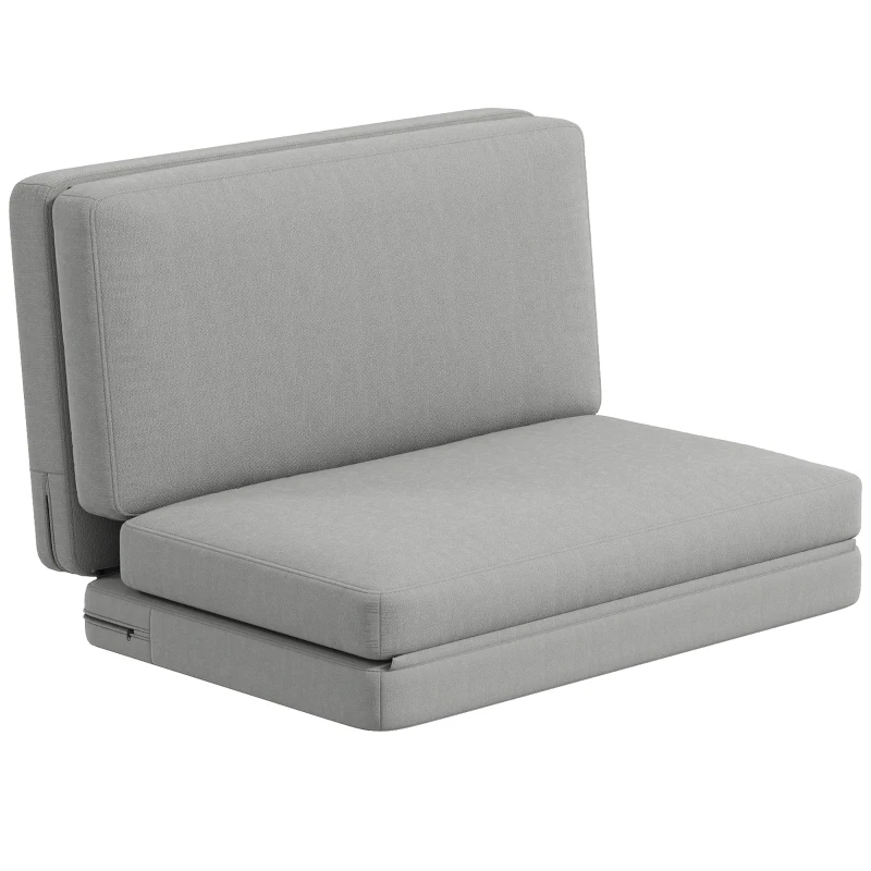 HOMCOM 2-in-1 faltbarer Relaxsessel, Gästematratze, teilbar, 120 cm breit, Hellgrau