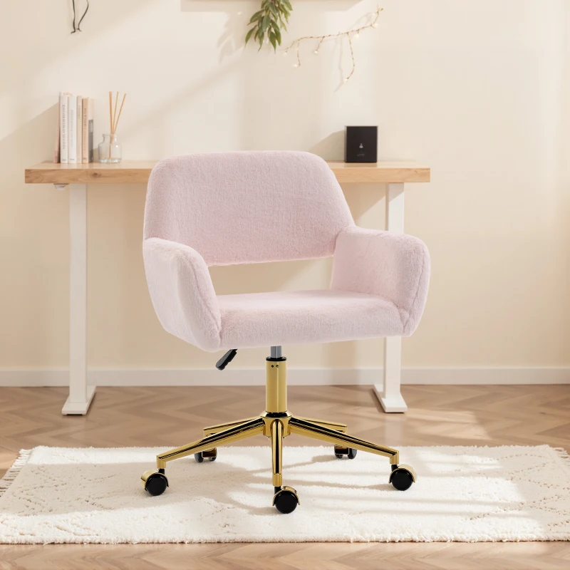 HOMCOM Faux Fur Rabbit Chair - Light Pink