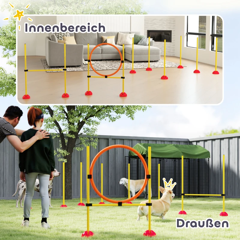 PawHut 4-Delige Agility-Set voor Honden met Vulbare Basis voor Training