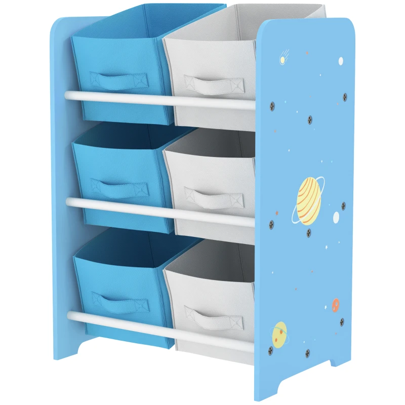 AIYAPLAY Estante para Brinquedos com 6 Caixas de Tecido não Tecido Amovíveis Organizador de Brinquedos para 43x30x60 cm Azul