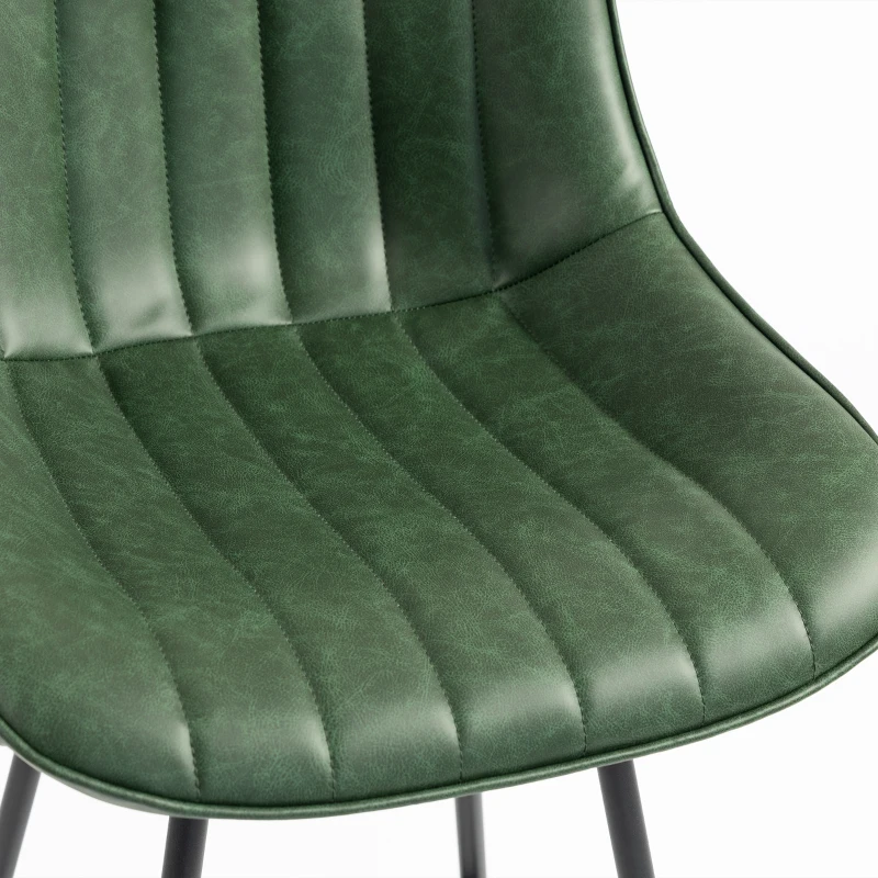 HOMCOM Set of 2 PU Leather Swivel Bar Stools - Dark Green