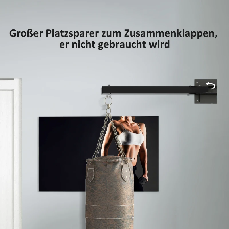 SPORTNOW Boxsackhouder, wandmontage, 9 hoeken, staal, tot 100 kg, zwart
