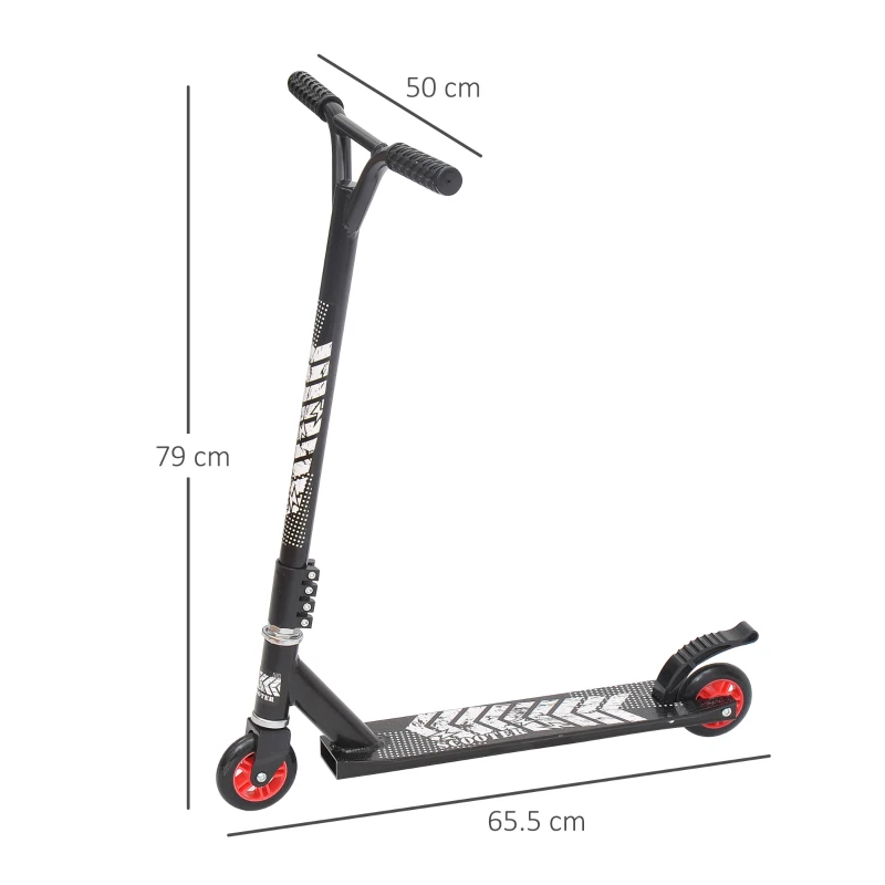 HOMCOM Monopattino Freestyle per Adolescenti in Alluminio, Impugnatura Ergonomica e Pedana Antiscivolo, Nero 65.5x50x79cm