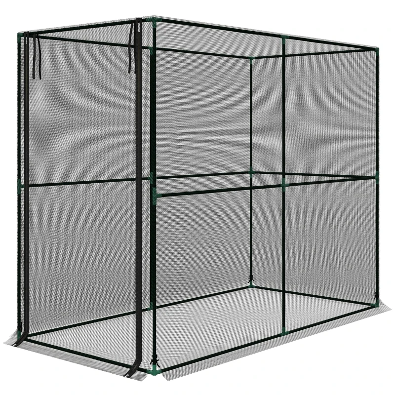 Outsunny Fruit Cage Bird Netting, Brassica Cage Plant Protection Tent with Zipped Door, Anti Bird, Insects, Small Animals, Black