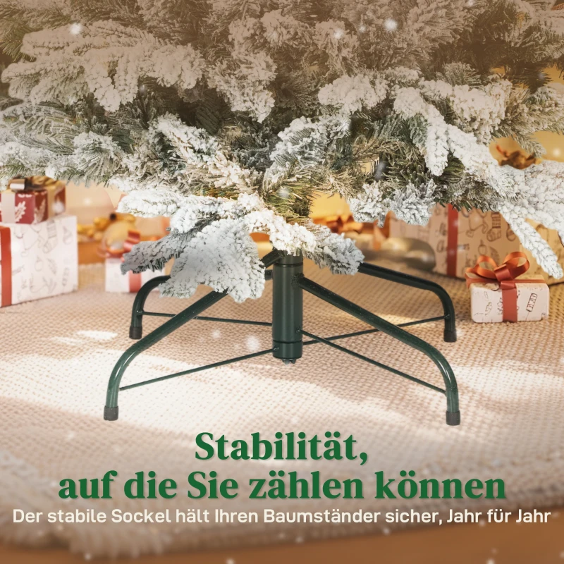 HOMCOM Kunstkerstboom, 180cm kerstboom met sneeuw, 1815 takjes, opvouwbare metalen standaard