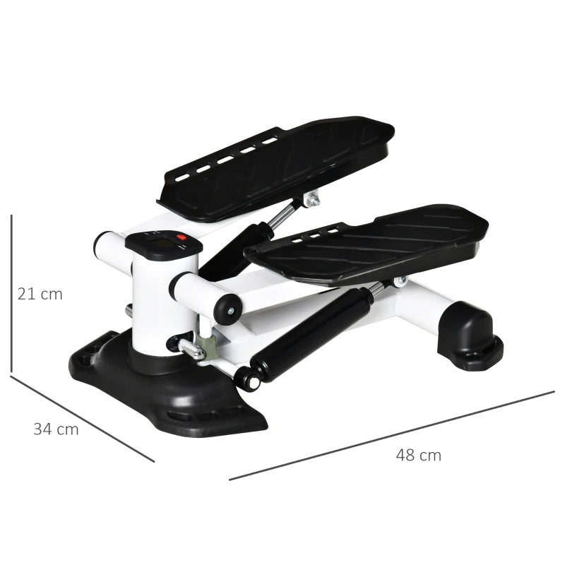 HOMCOM Mini Stepper für Zuhause, Rutschfest Up-Down Stepper mit LCD-Anzeige, Stepper Hometrainer mit zwei großen Pedalen, Stahl, Schwarz