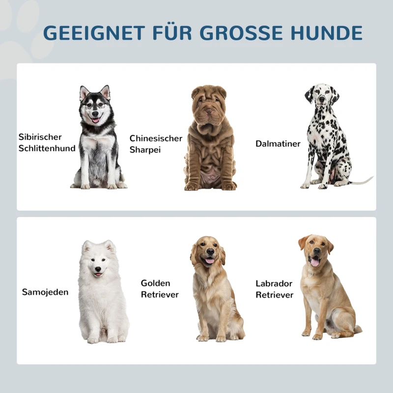 PawHut Futterstation Erhöhte Fressnäpfe 1 Stauraum 2 Edelstahl-Futternäpfe, 60 x 30 x 42 cm, Weiß