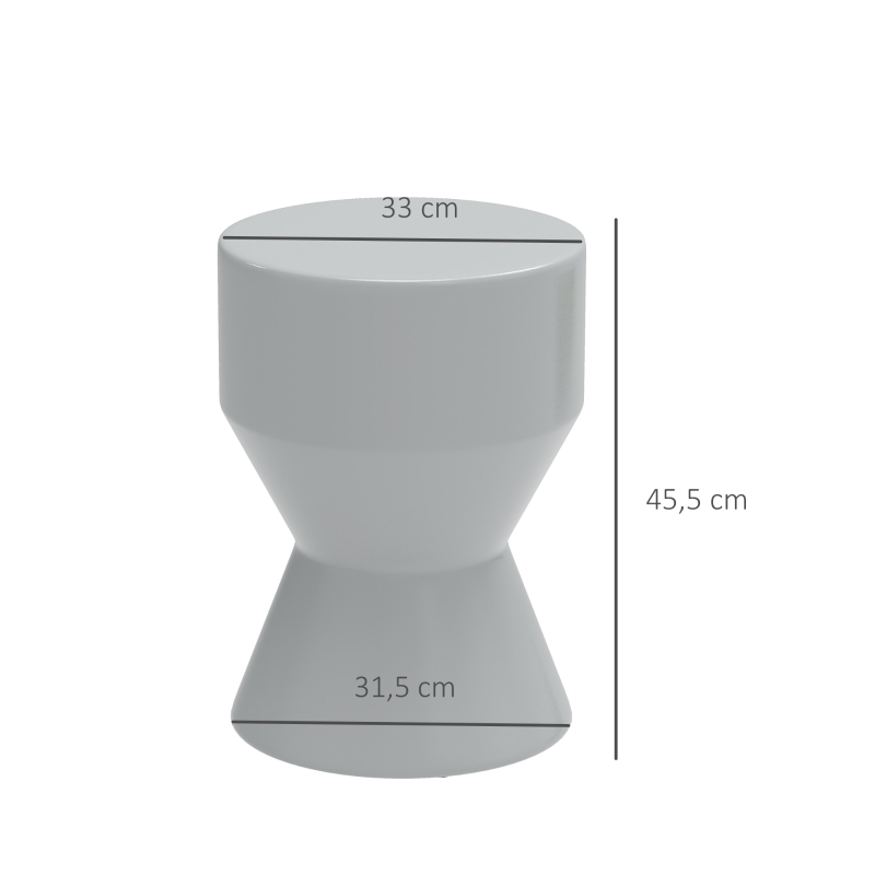 Outsunny Keramische Tuinkruk 120kg Belastbaar Ø33 x 45,5 cm Weerbestendige Tuin Kruk in Zandlopervorm Lichtgrijs