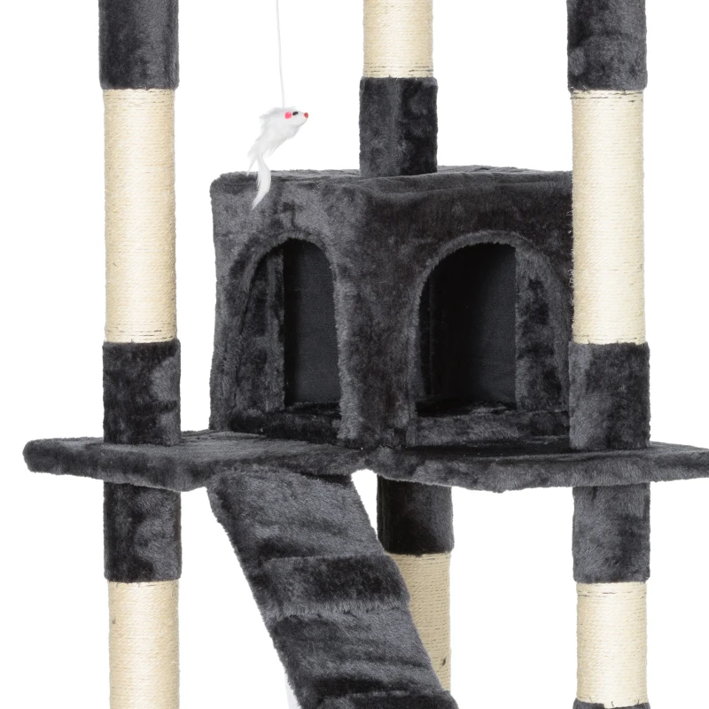 PawHut kattenboom krabpaal kattenkrabpaal klimboom sisal trap 170 cm beige/grijs