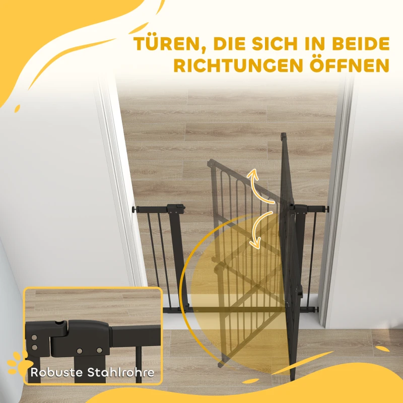 PawHut Deurhek Hond, 76-104 cm Afsluithek zonder boren, Traphek