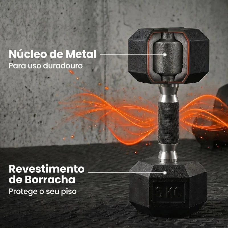 SPORTNOW Conjunto de Halteres 2x4 kg, 2x6 kg e 2x8 kg com Suporte e Revestimento em Borracha – Casa e Ginásio