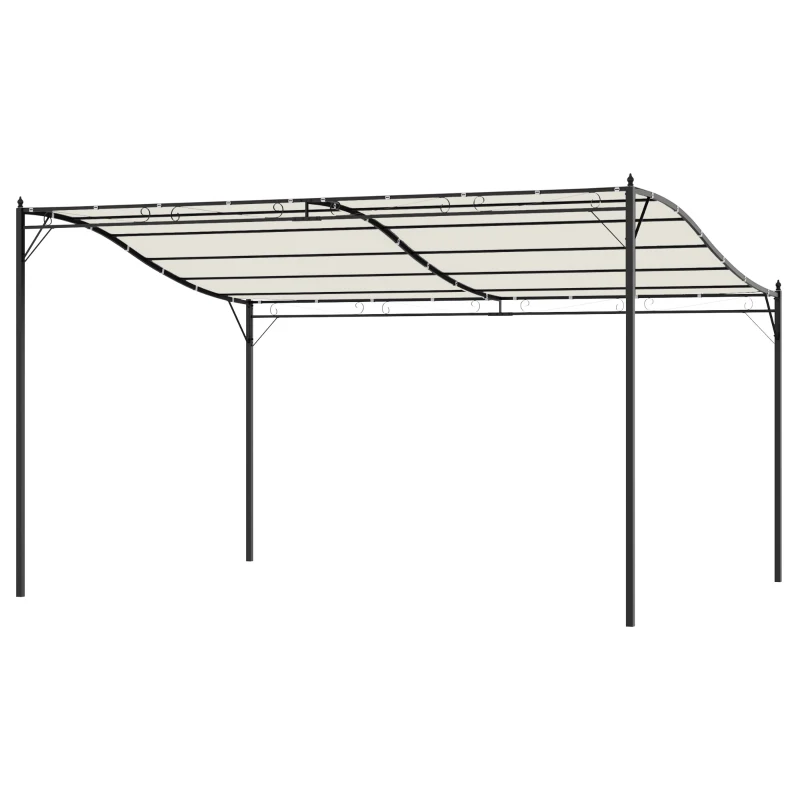 Outsunny 4 x 3 Meters Canopy Metal Wall Gazebo Awning Garden Marquee Shelter Door Porch - Cream