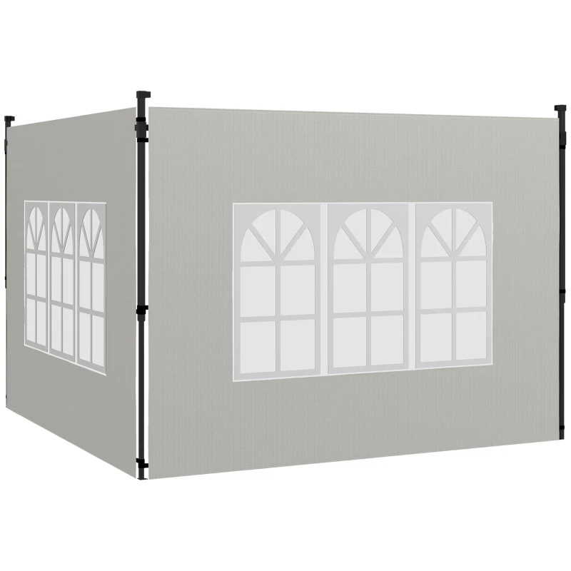 Outsunny 2-delige set zijwanden voor paviljoen 3x3 3x6 waterdichte zijpanelen met raam Wit