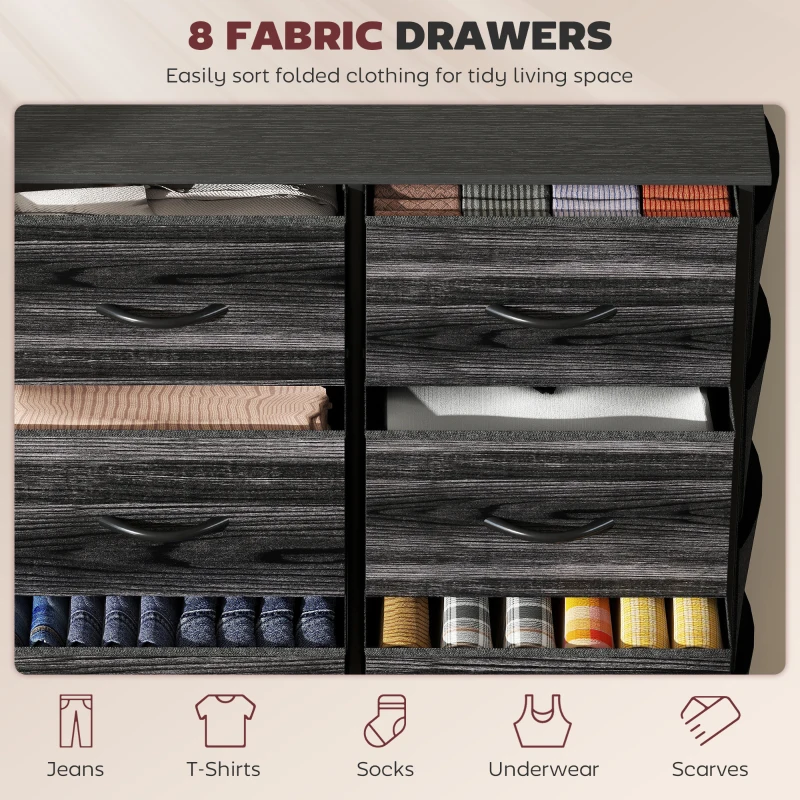 HOMCOM Chest of Eight Fabric Drawers - Black