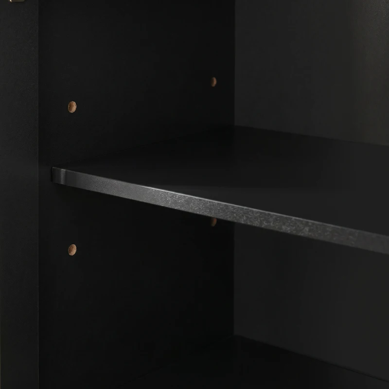 HOMCOM Modern Bookcase Display Storage Unit with Glass Doors Adjustable Shelves, Black