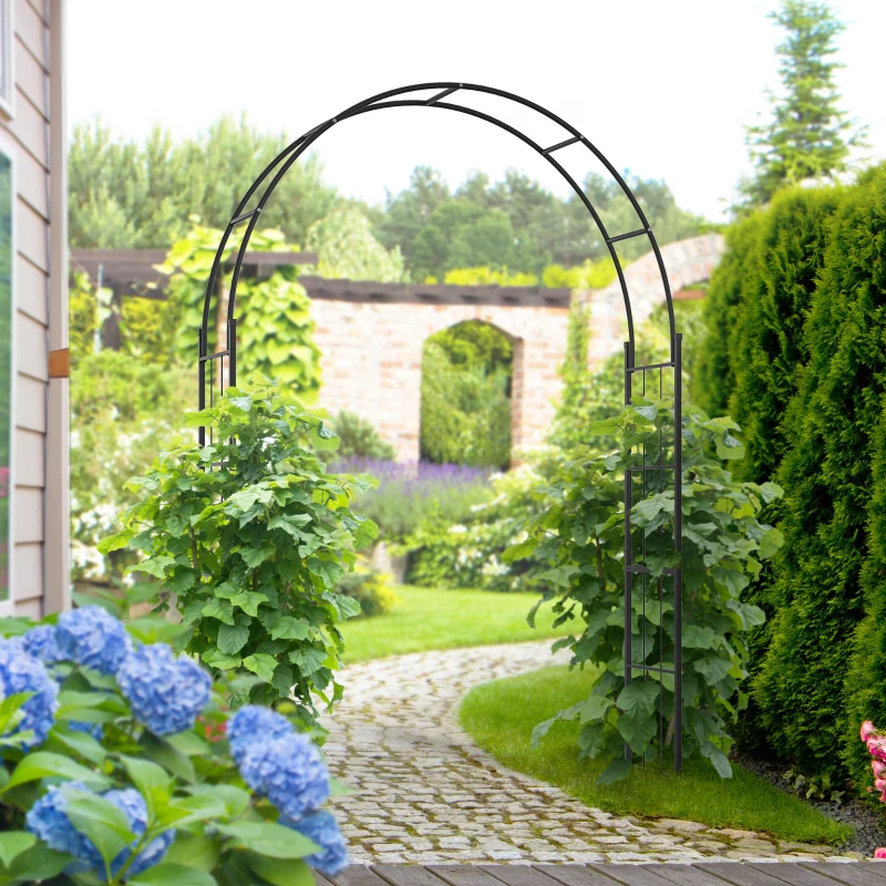 Outsunny 223cm Garden Arch Trellis, Outdoor Wedding Arbor for Ceremony for Climbing Roses, Vines and Plants