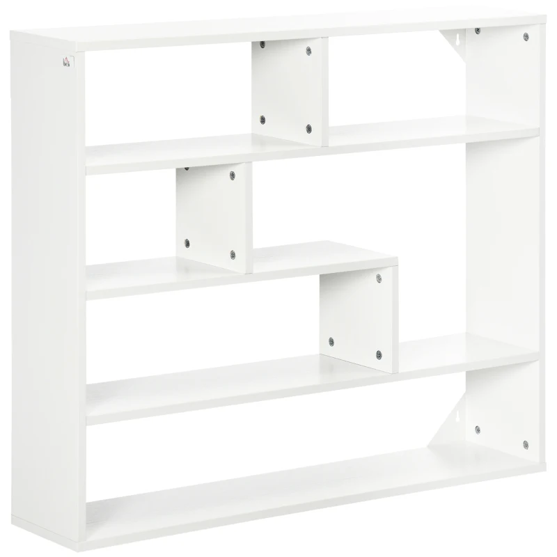 HOMCOM Estantería de Pared Balda Flotante con 7 Compartimientos Abiertos Estilo Moderno 94x19,5x80 cm Blanco