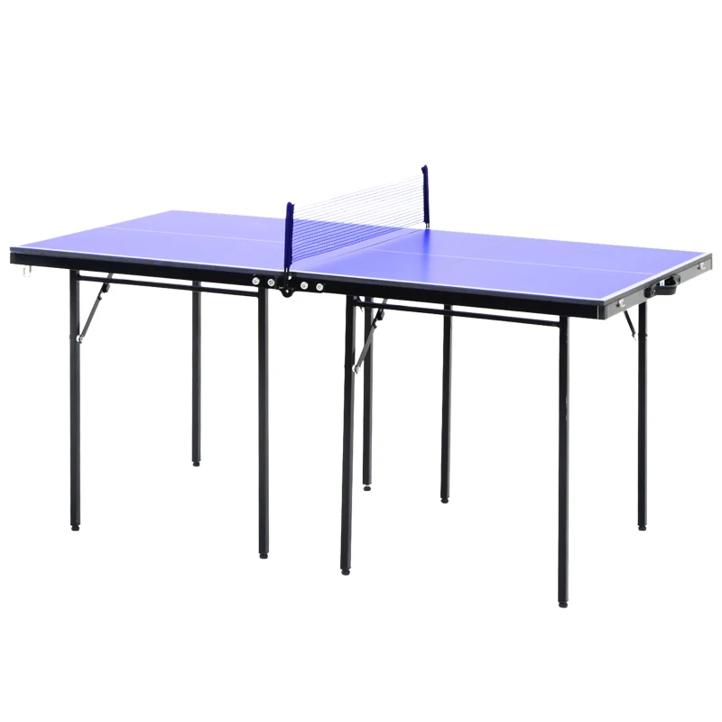 HOMCOM Folding 5ft Mini Compact Table Tennis Top Ping Pong Table Set Professional Net Games Sports Training Play Blue