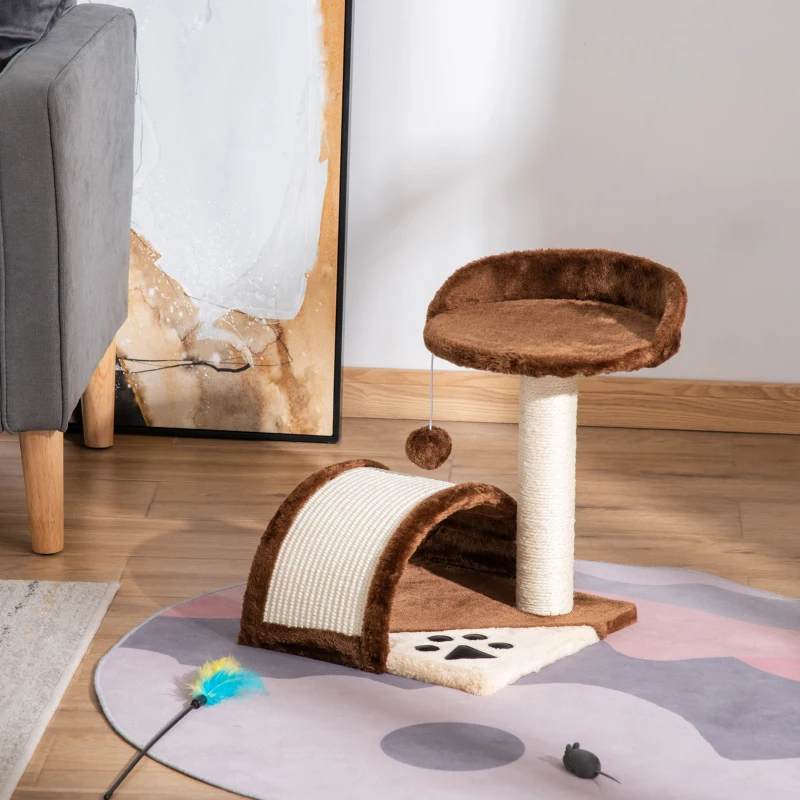 PawHut Albero Tiragraffi per Gatti per Gioco e Relax 35.5x37x46 cm Marrone